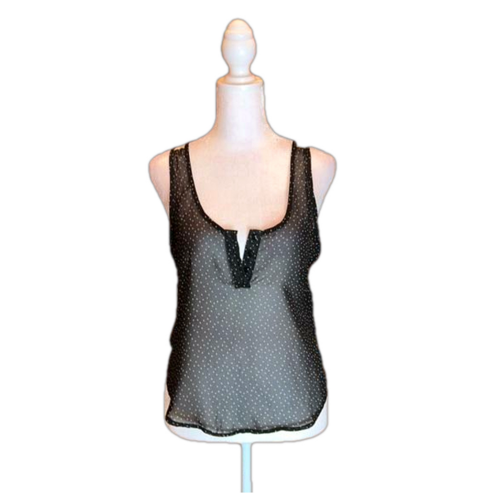 ANTHROPOLOGIE’S “Potter’s Pot” Black & Cream Sheer & Lace Tank Top Size S